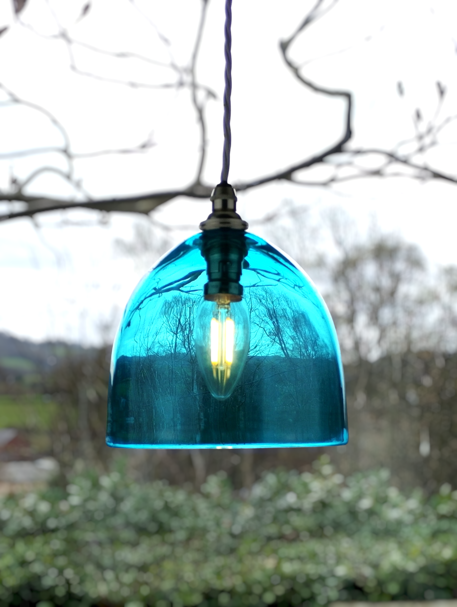 Small Dome Pendant Light in Teal SMDM-015