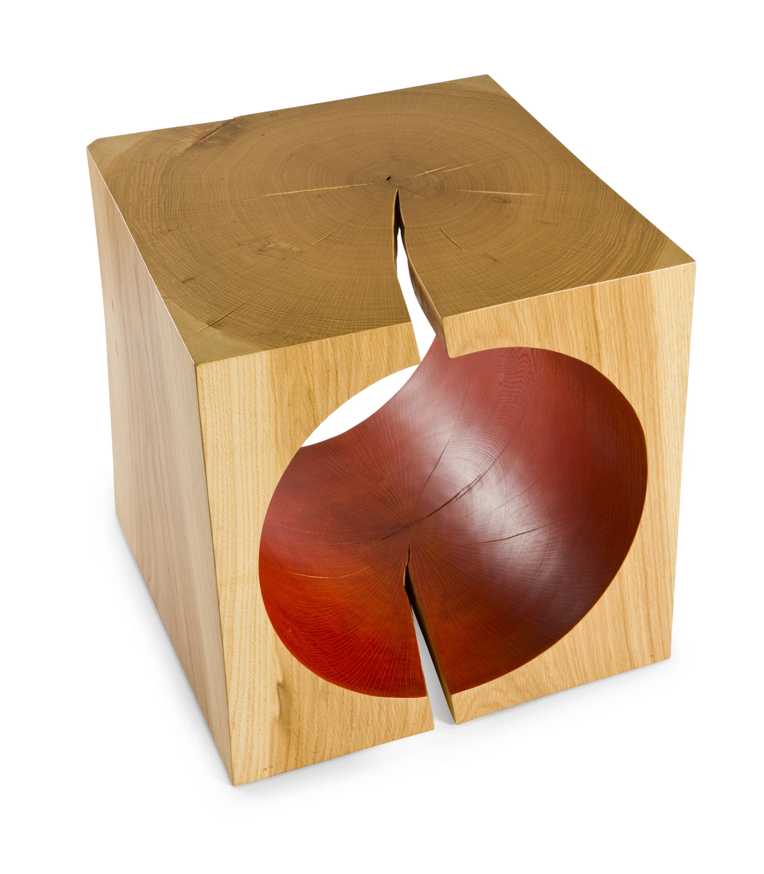 Holey Cube - White Oak / Red