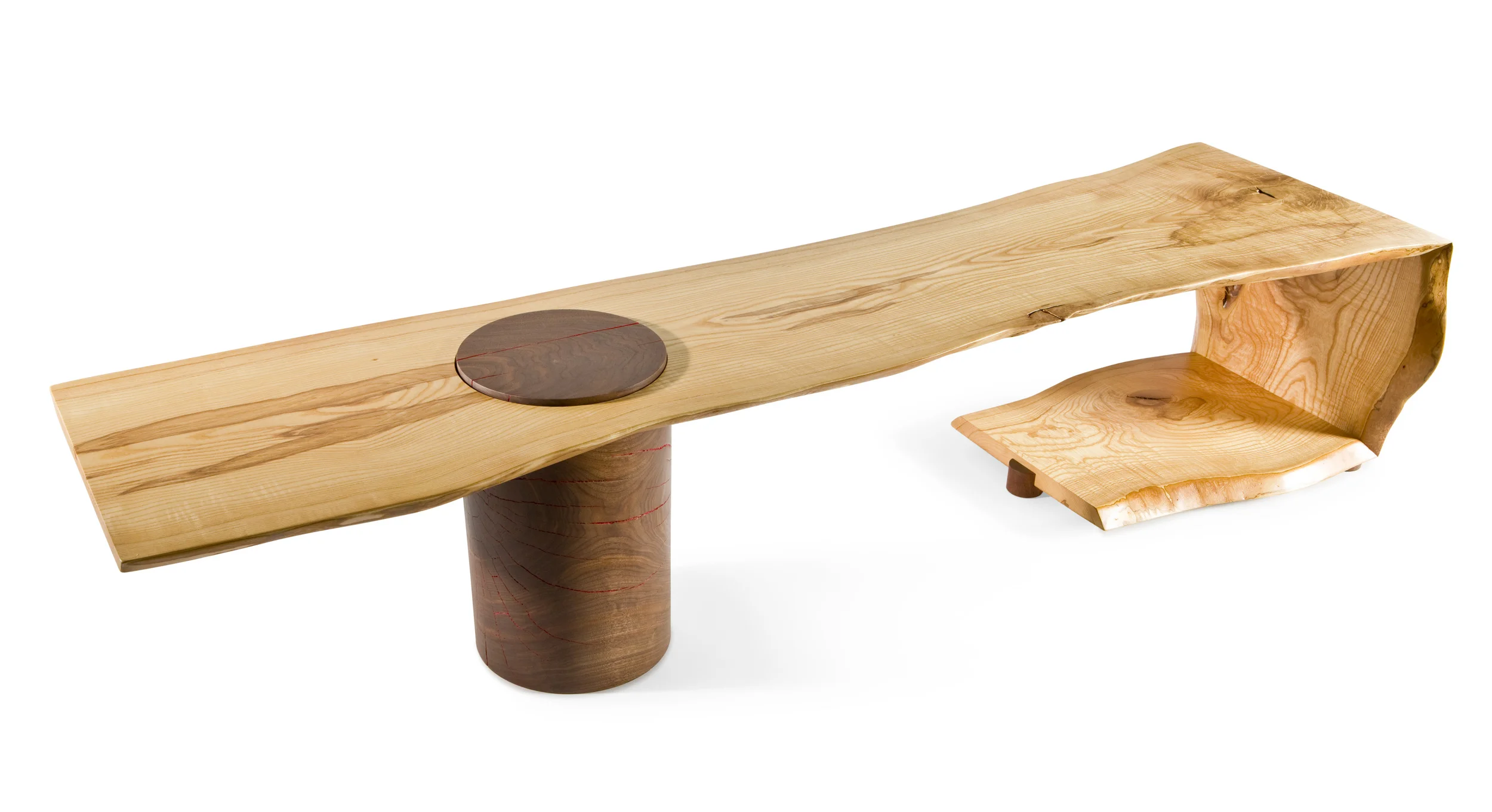Folded Ash Table with Walnut / Red Cork support