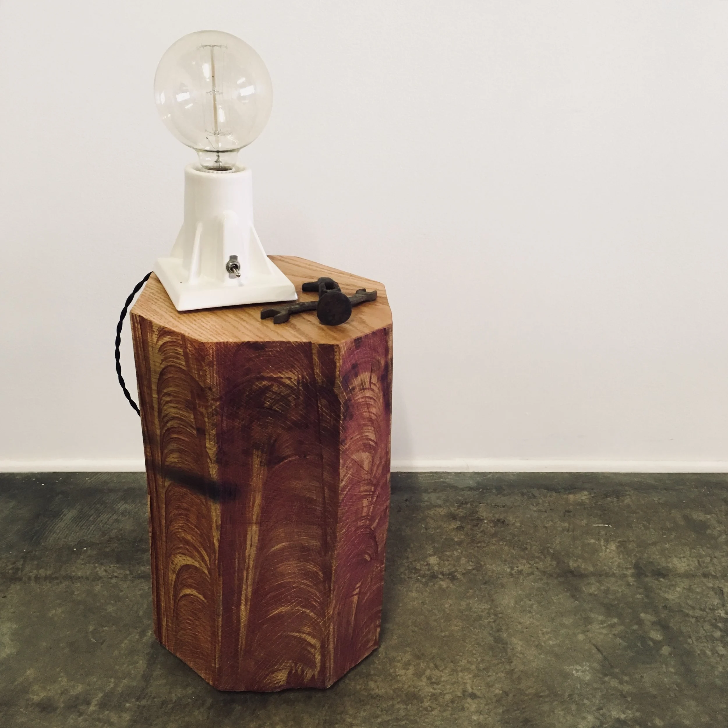 Hand-Painted Oak Side Table