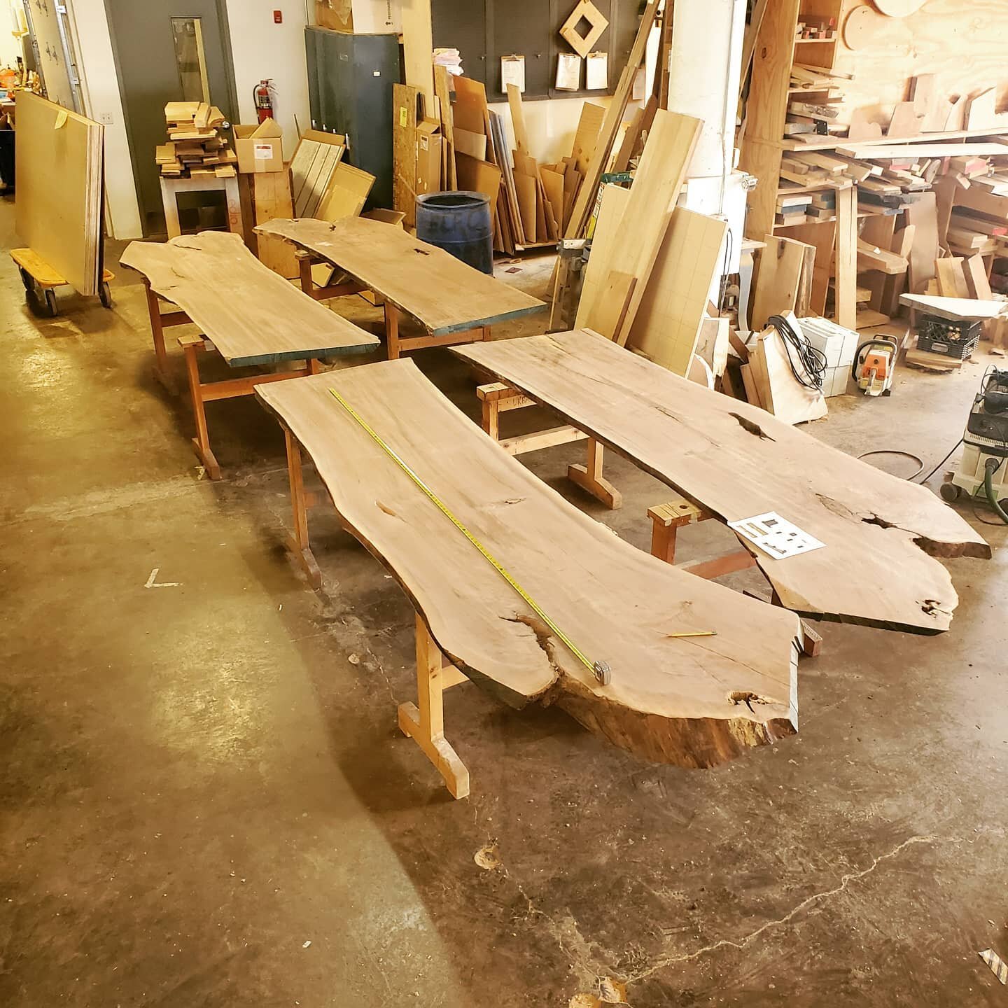 Laying out a large walnut table. This ones going to be roughly 4' x 16' when worked together.