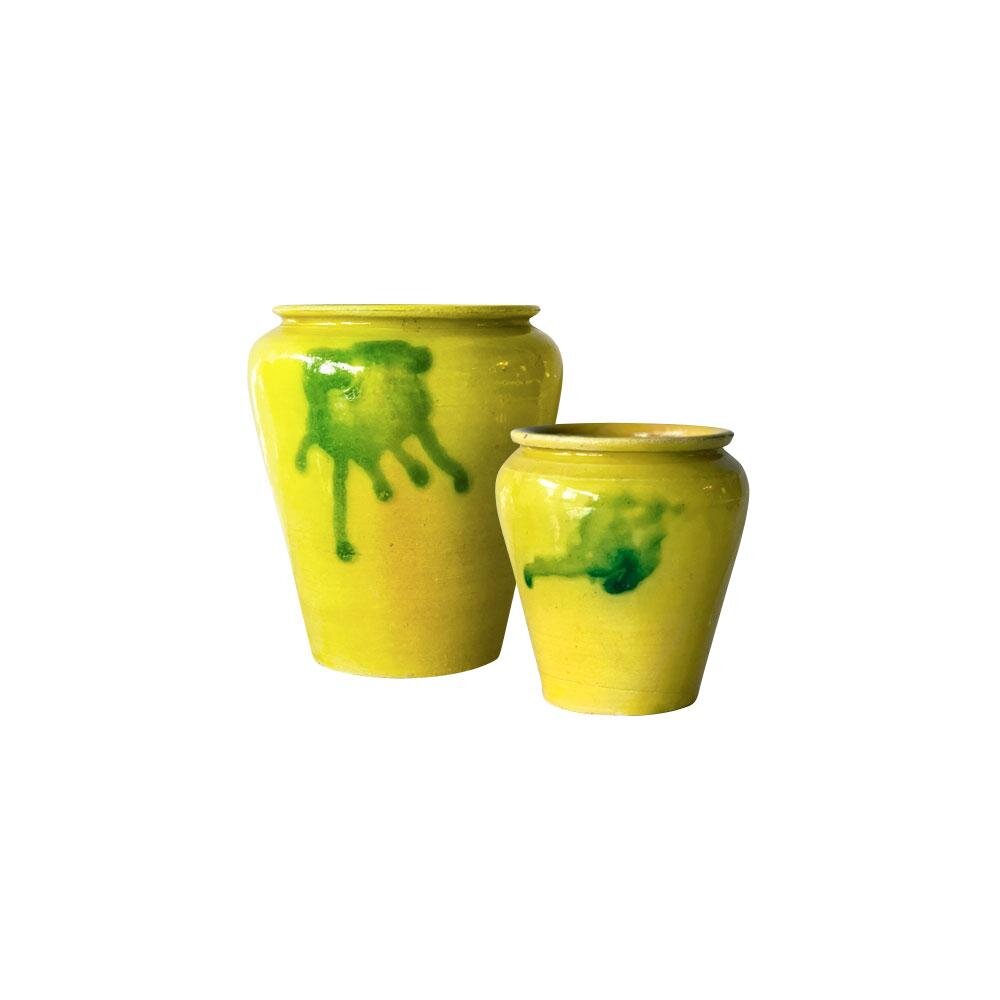 Vintage Yellow and Green Jar Set