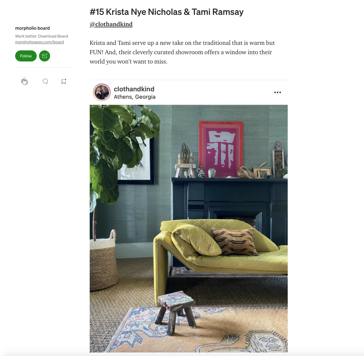 CLOTH & KIND // Morpholio Board's 20 Designers we LOVE for 2021