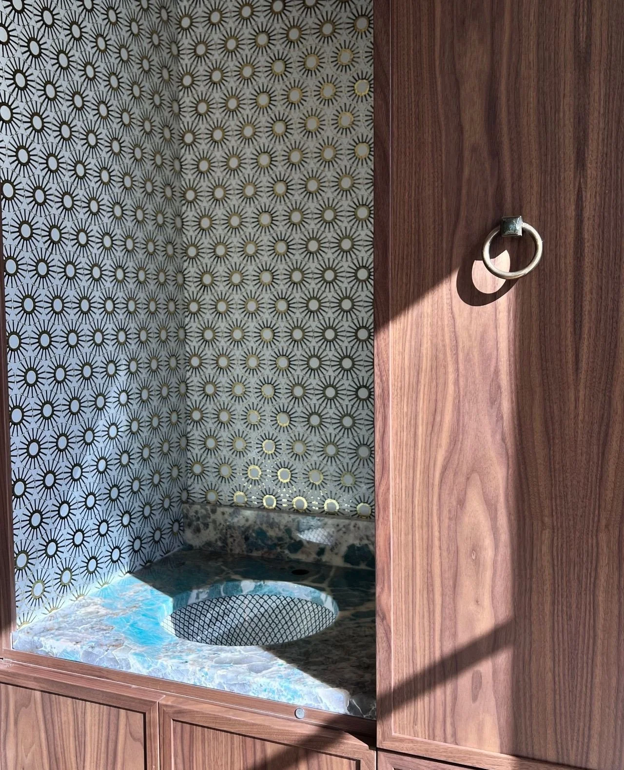 Cheers to this bespoke bar cabinet that is coming together brilliantly in a lower level family room and entertaining space. Brass and glass shelving will be installed soon, then promptly adorned with colorful barware that fits our client's joyful per