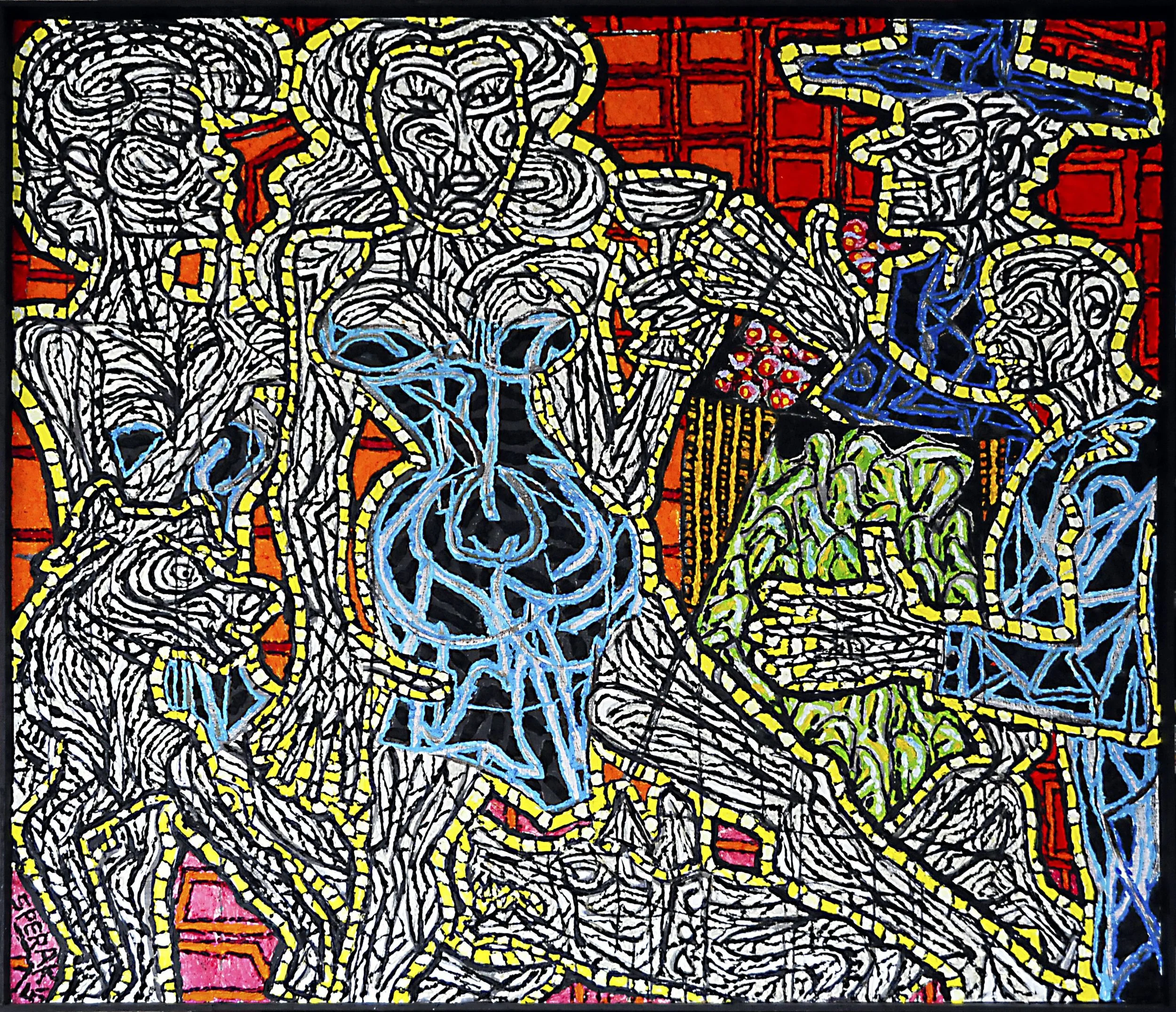 Fruit and Vegetable Merchants on 85 with a Woman who is Sipping her Glass of White Wine, 2011
