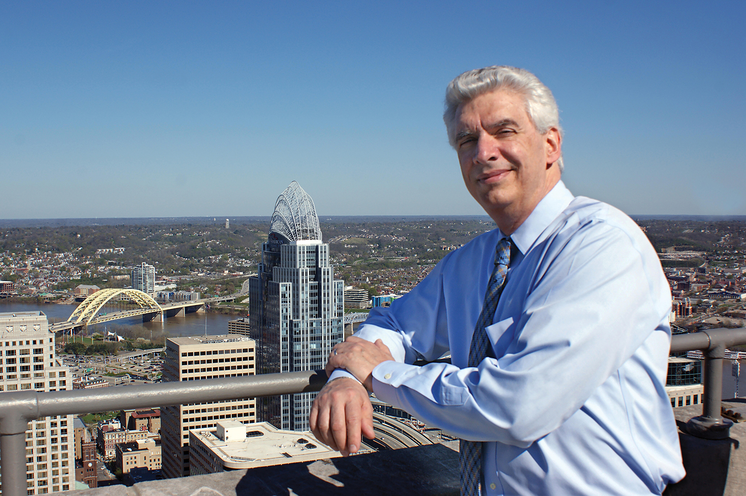 Clement Luken on top of his office building, the Carew Tower in Cincinnati Photo: Clement Luken