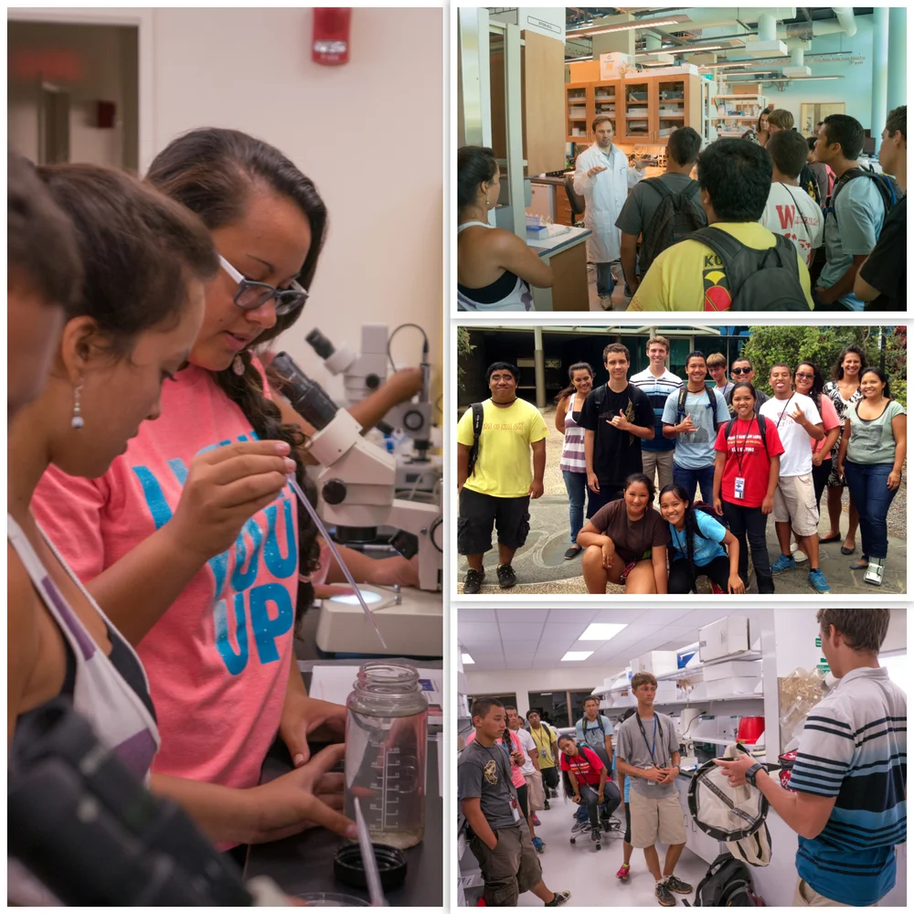 NATIVE HAWAIIAN HIGH SCHOOL STUDENTS TOURED C-MORE AND HAD A HANDS-ON MICROSCOPY LAB IN WHICH THE STUDENTS OBSERVED PLANKTON COLLECTED FROM HEʻEIA FISHPOND. 