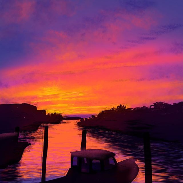 🔥 Sun setting over Fire Island #procreate