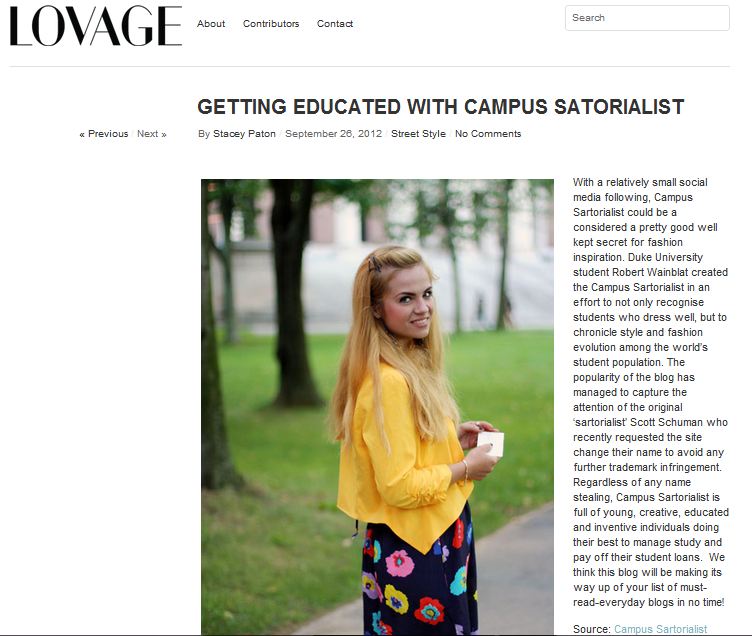     Lovage Magazine    -&nbsp; Getting Educated with Campus Sartorialist  