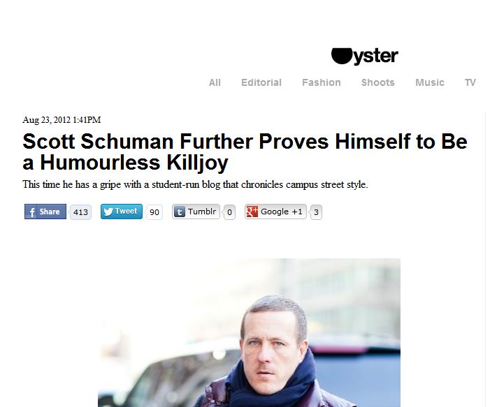    Oyster Mag  &nbsp;-&nbsp; Scott Schuman further proves himself to be a humourless killjoy  