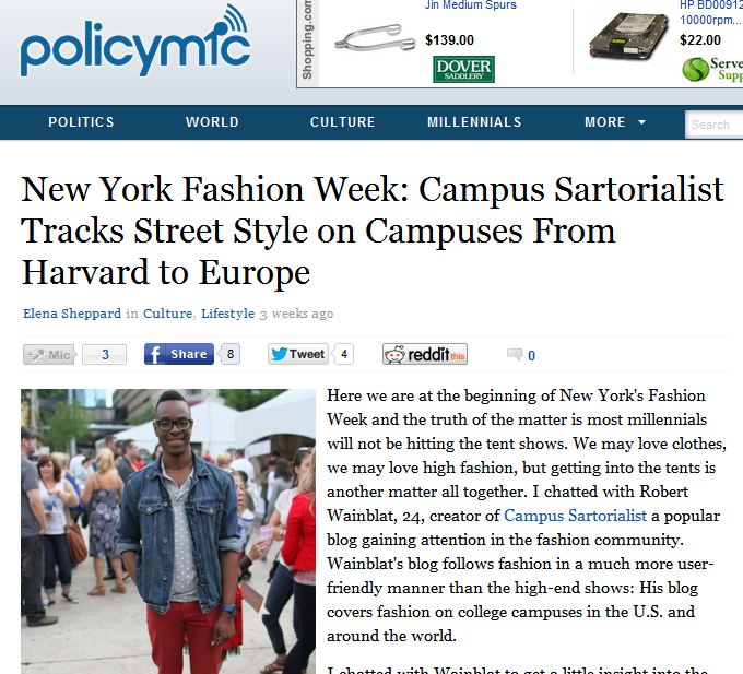    Policy Mic  &nbsp;-&nbsp; NYFW - Campus Sartorialist tracks street-style on campuses from Harvard to Europe  