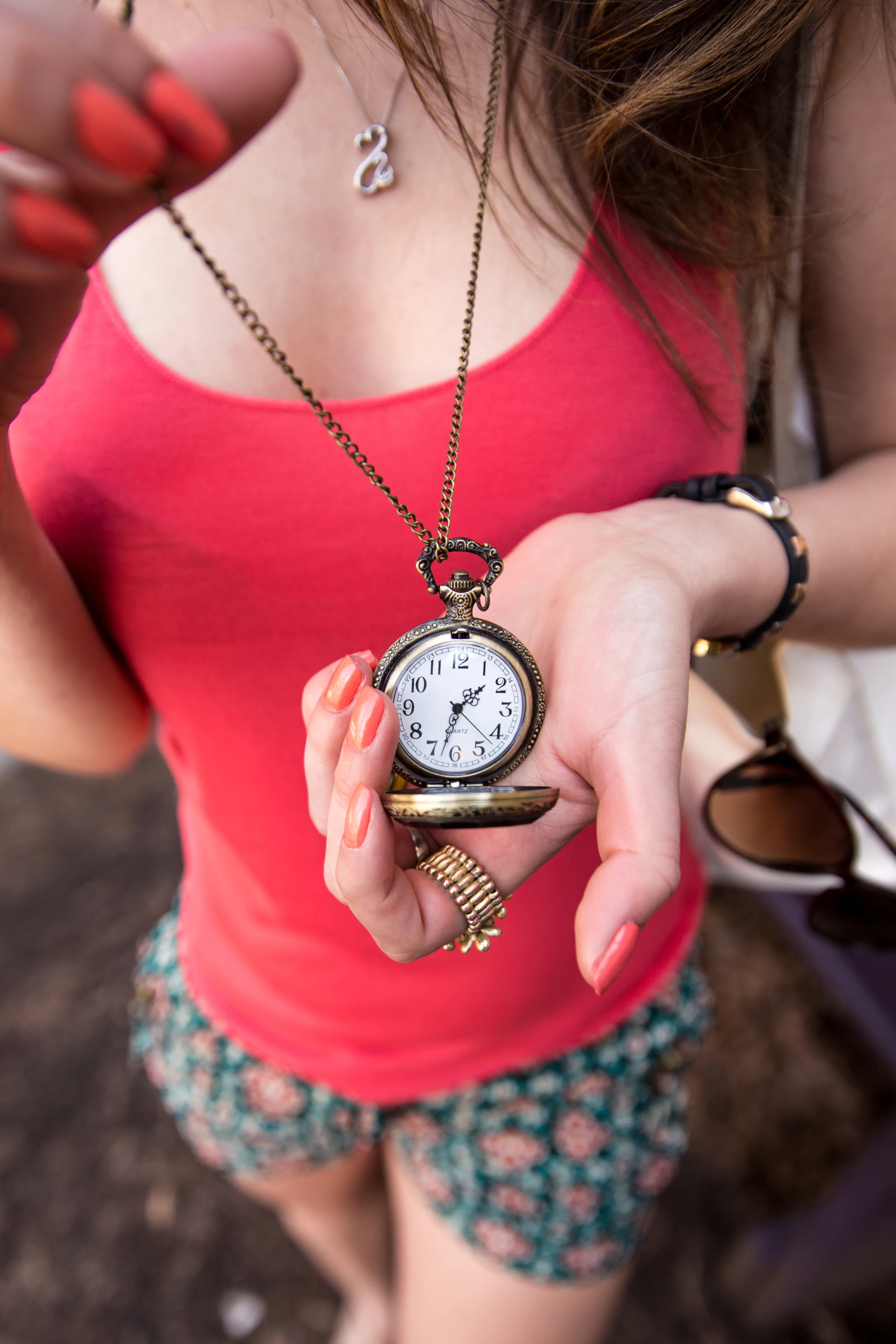 Monica Fox | Duke University American Rag Printed Shorts Golden Pocket watch