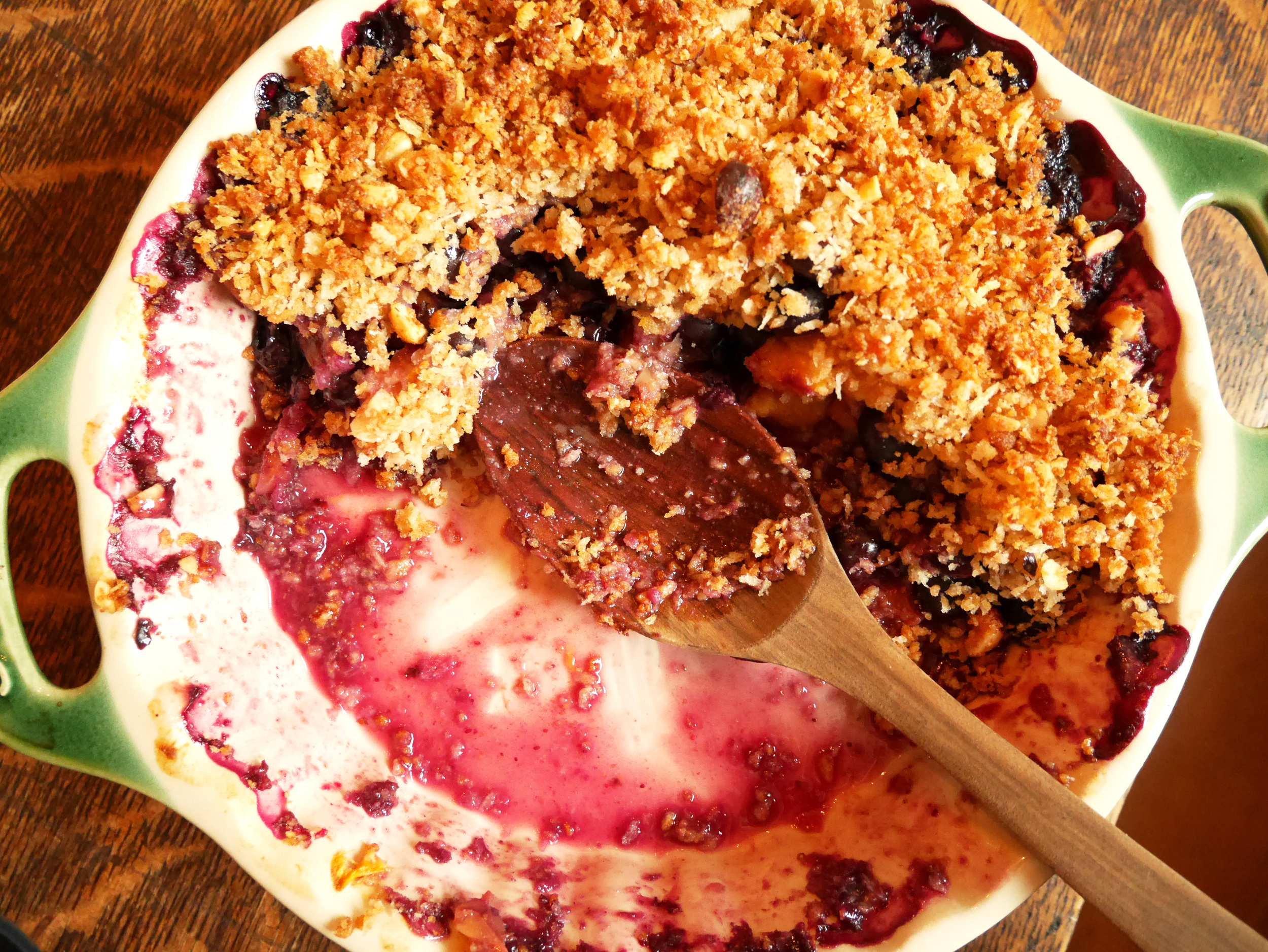 Summer Okanagan blueberry & peach crisp