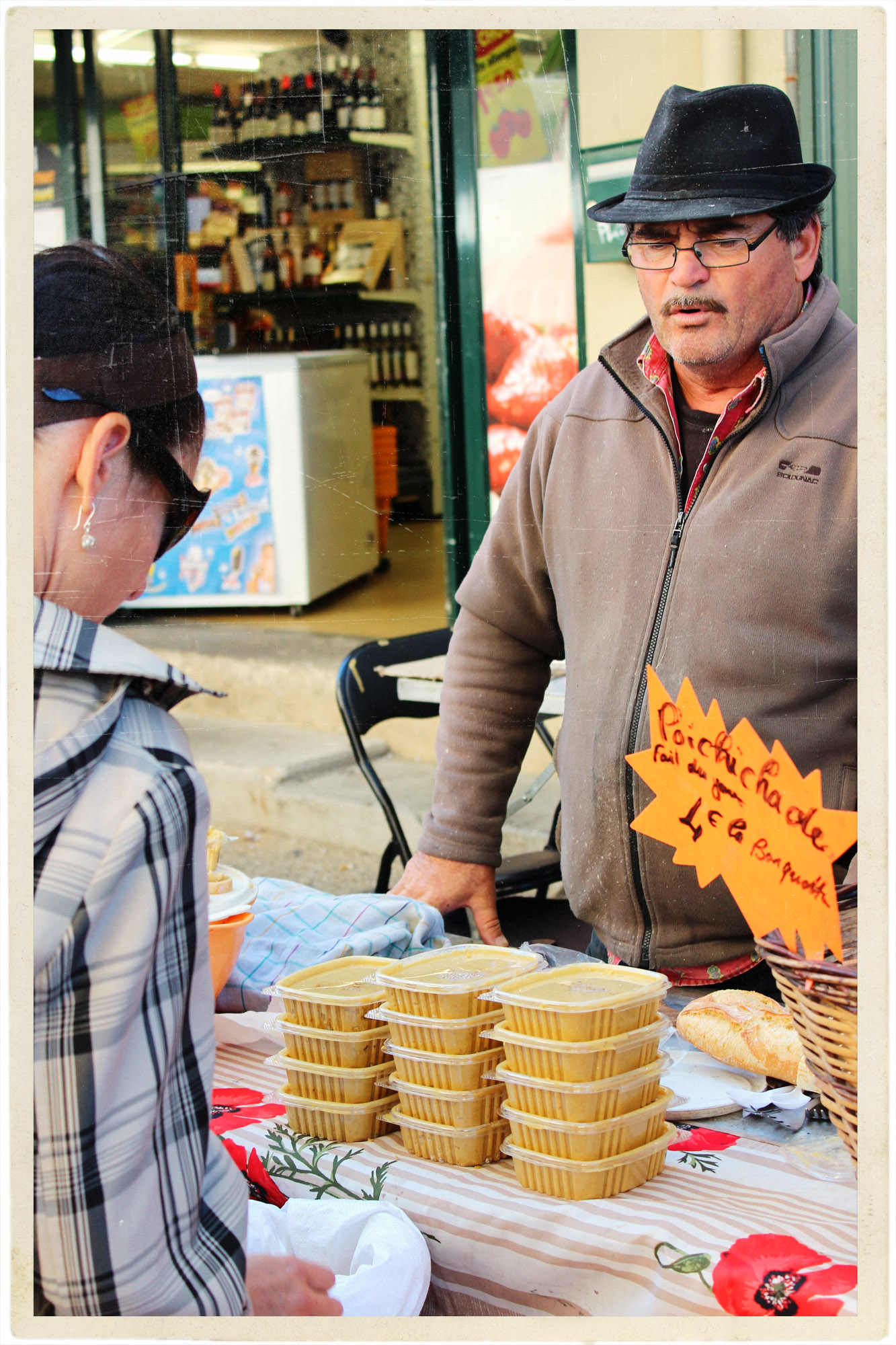 Chatting about hummus with the chick pea farmer.