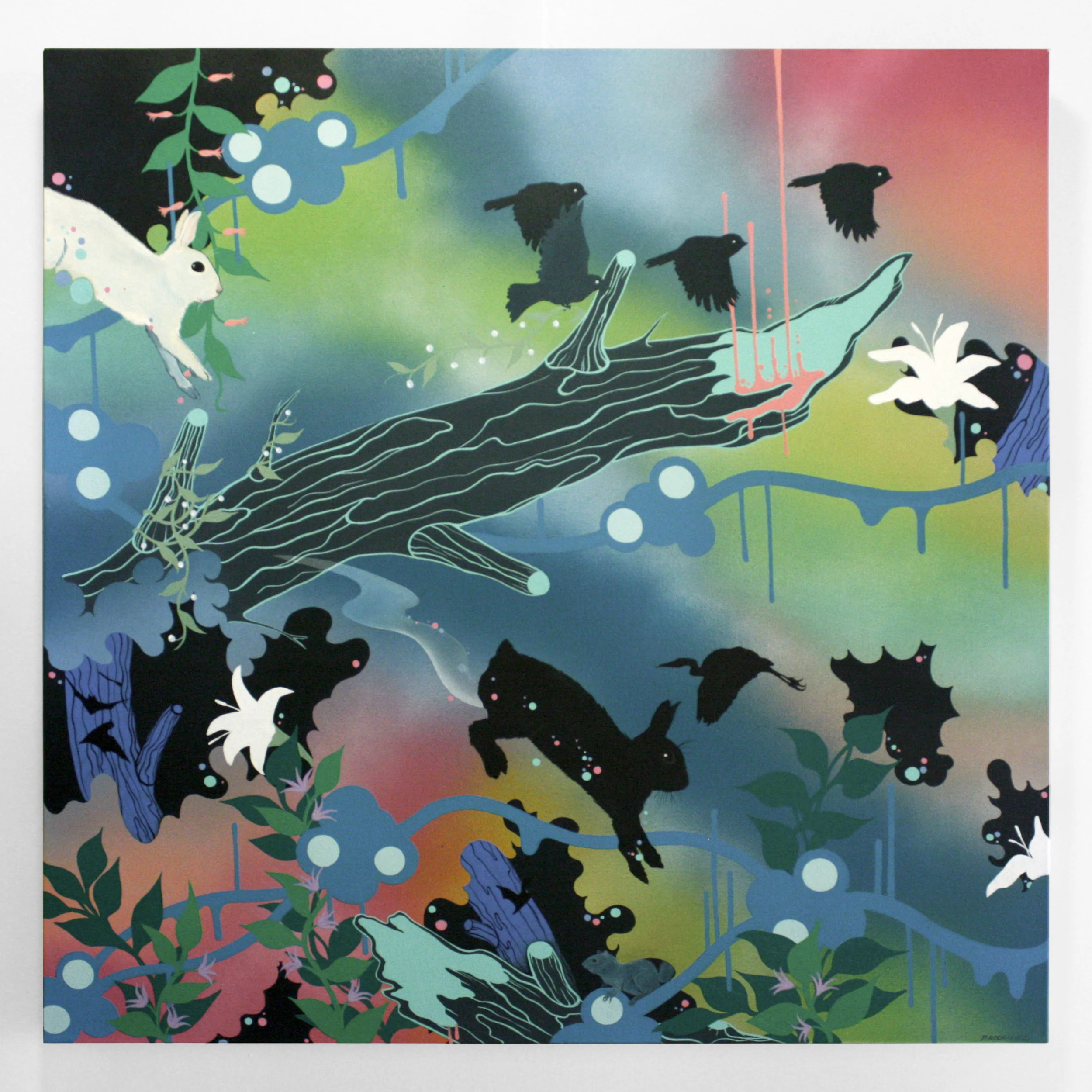 Patricia Rodriguez Day and Night acrylic, Krylon, canvas $600