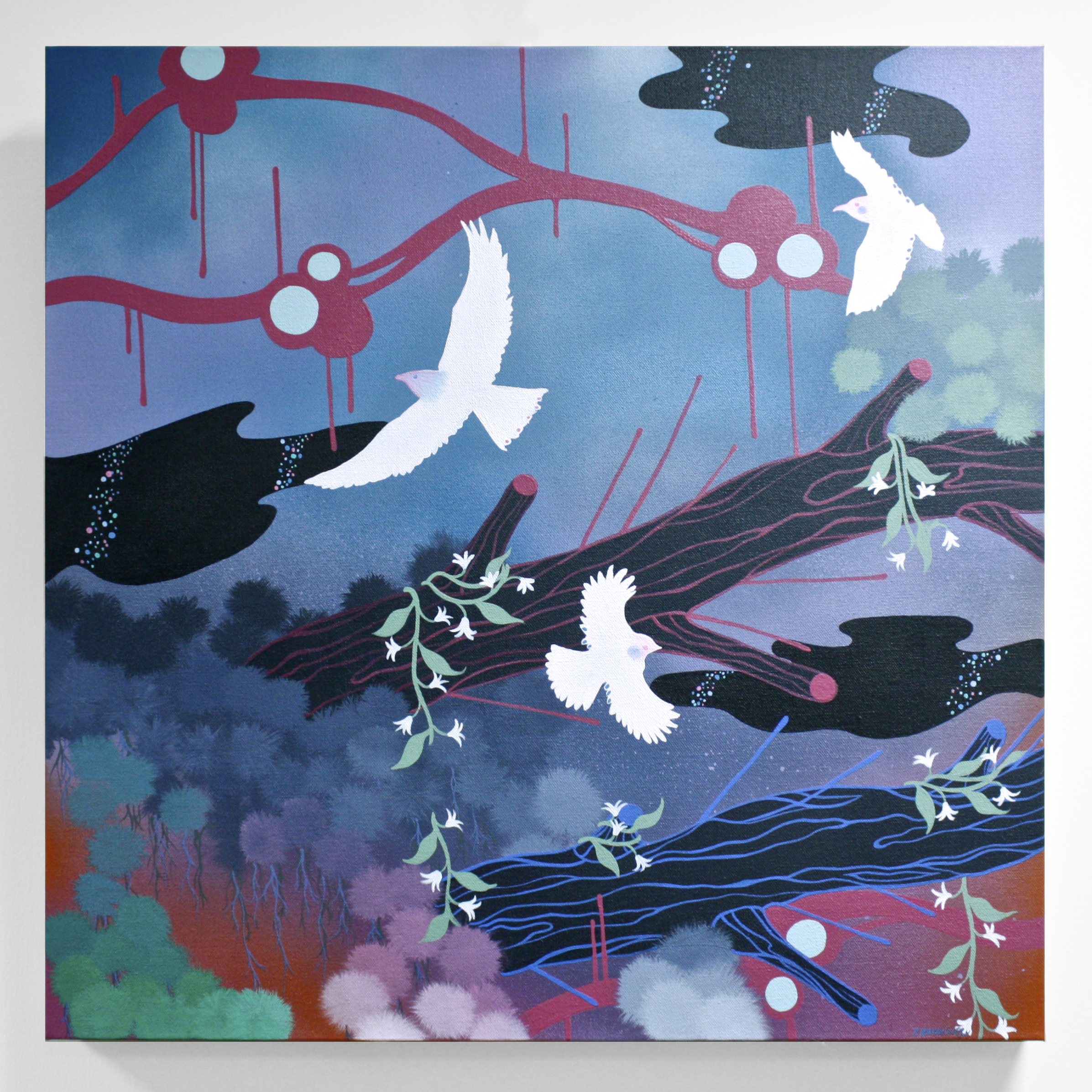 Patricia Rodriguez Night Flight acrylic, Krylon, canvas $550
