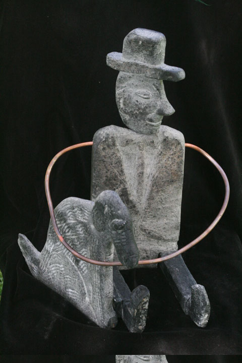 Man and Dog  17x10 Soapstone, Copper 2007