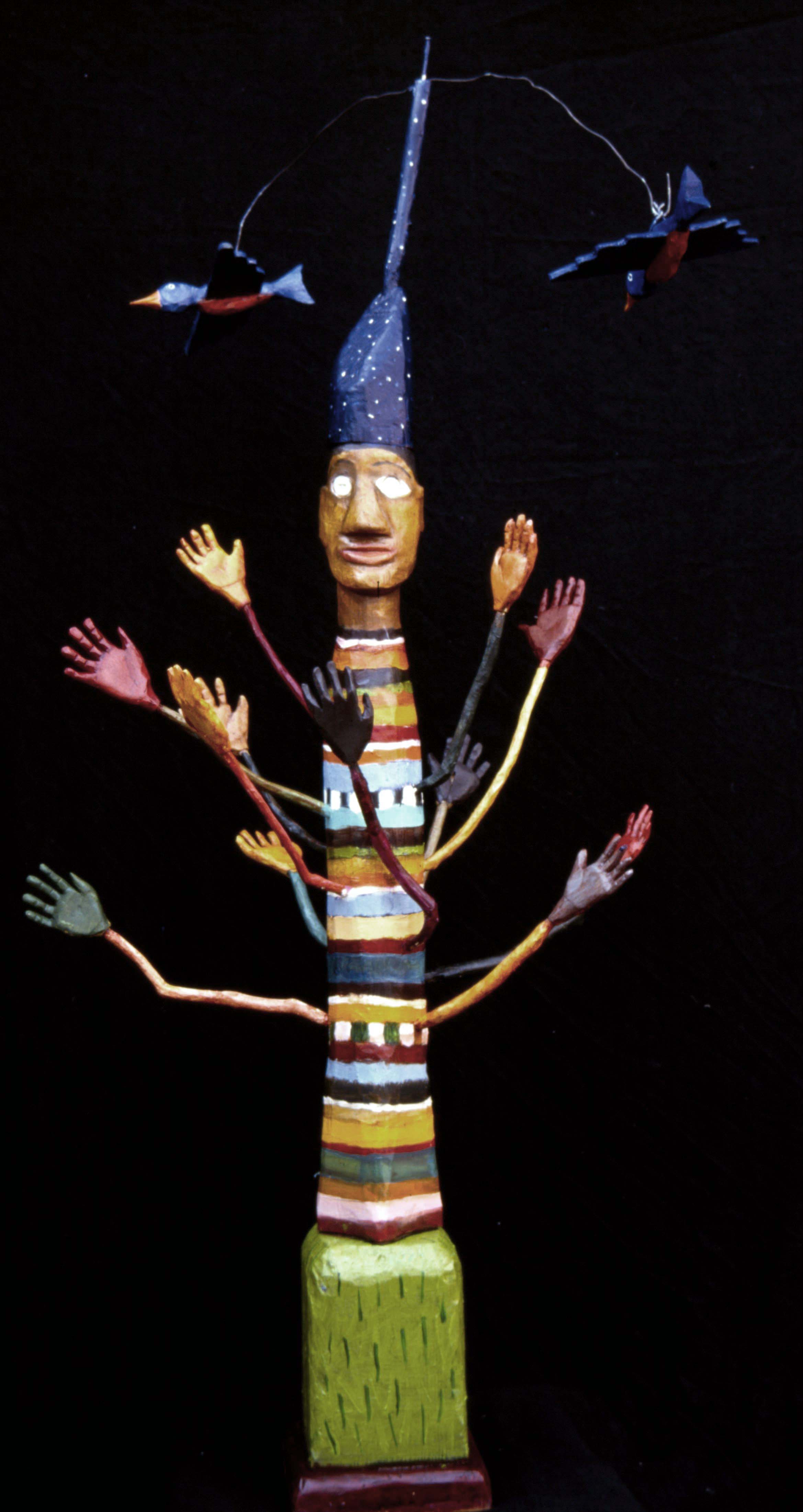 Tree Man 46x 18 Oil Paint, Carved Wood 2006