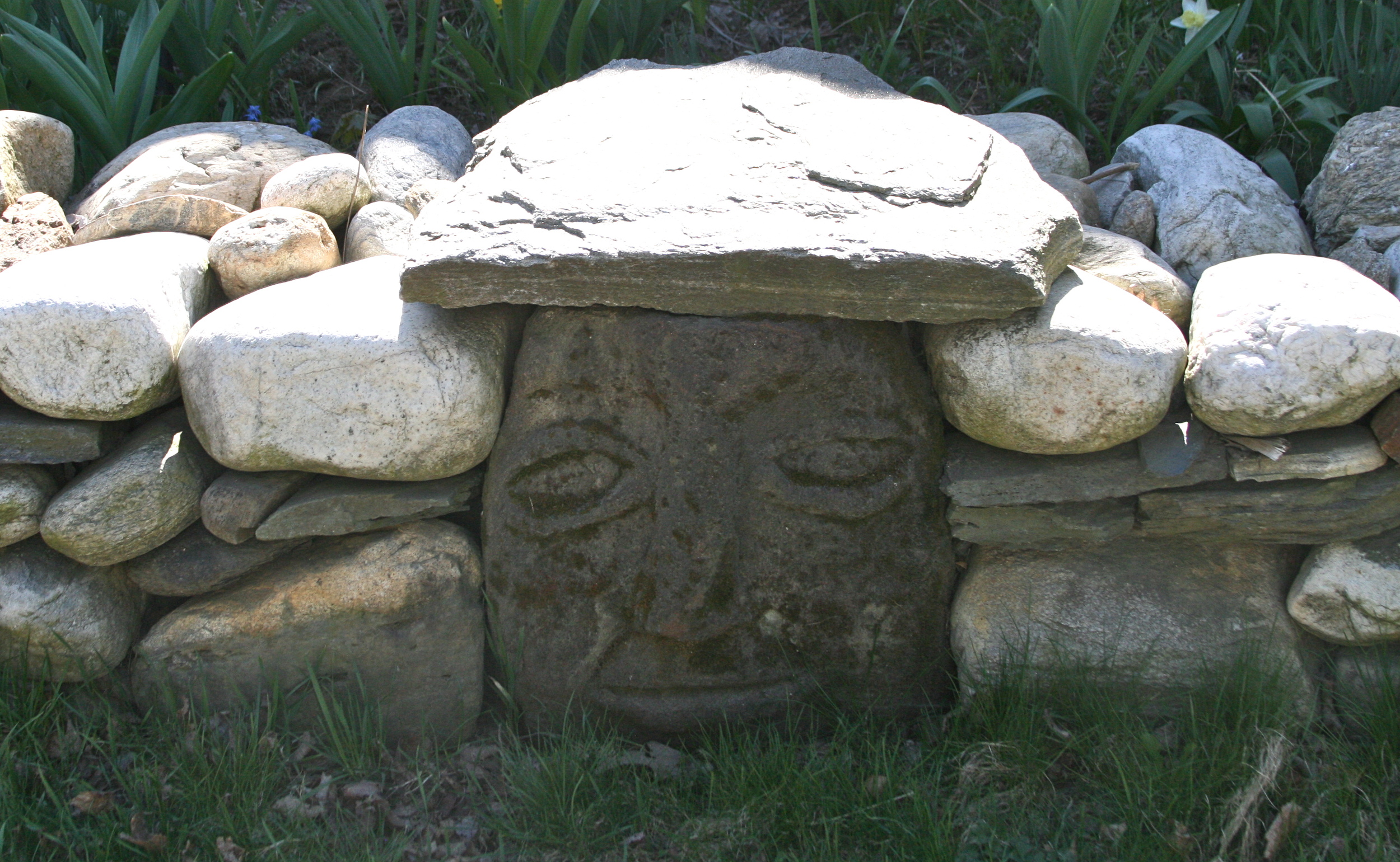 Stone Wall with carved heads 2012