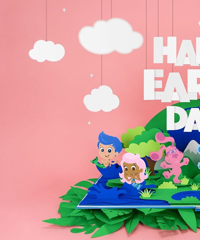 I know Earth Day is over but with April coming to a close I wanted to share this fun piece I made for the folks over at @nickjr a few weeks ago! It&rsquo;s a real, [semi-functional] pop-up book with a few of their most beloved characters. So a belate