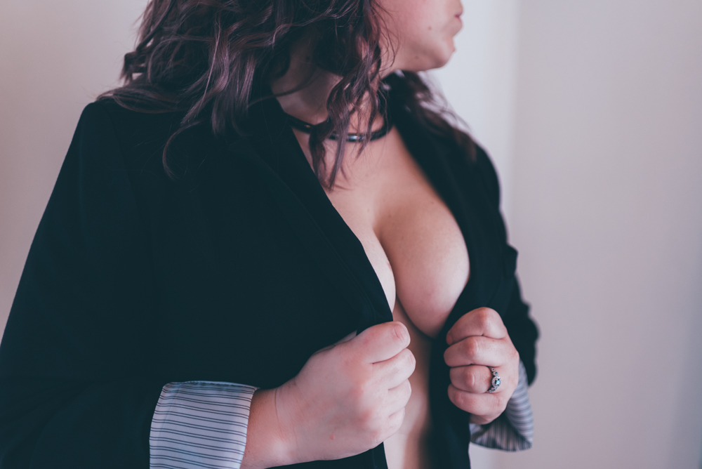 CEO Power Suit Boudoir Session by Debra Alison Photography