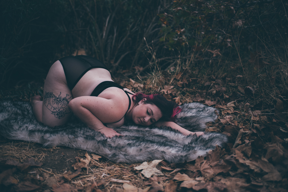 Outdoor Forest + Fur Boudoir by Debra Alison Photography