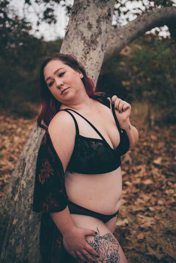 Outdoor Forest + Fur Boudoir by Debra Alison Photography