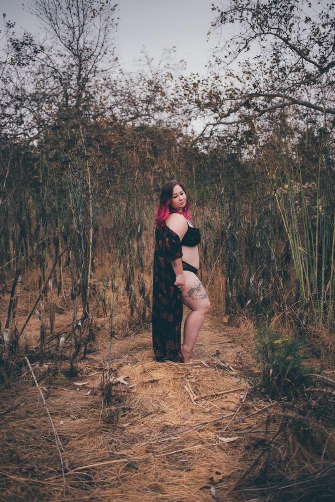 Outdoor Forest + Fur Boudoir by Debra Alison Photography