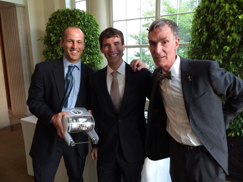 Our interviewees - Eric and David from OpenROV with Bill Nye from WHMF, 2014.