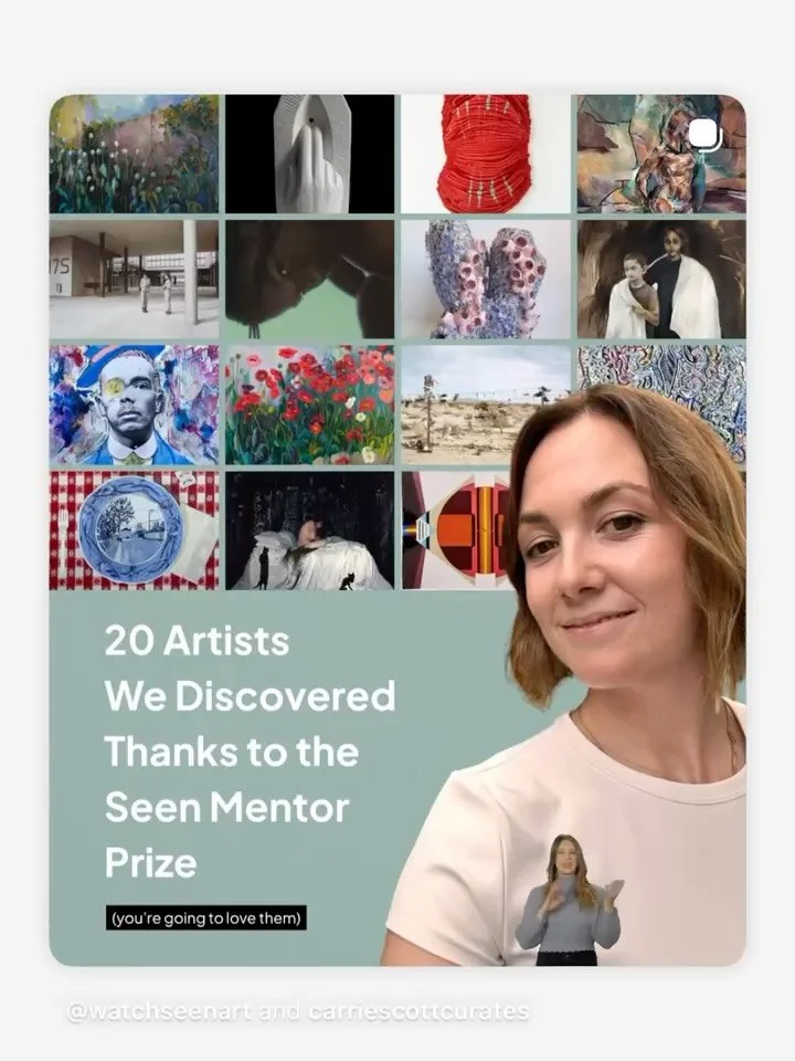 SEEN by @carriescottcurates (!) To be part of this discovery list @watchseenart, in company with these artists, feels big. Back to work.