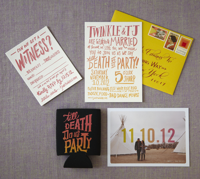 Entire wedding suite including digitally produced Save-the-Date postcard.