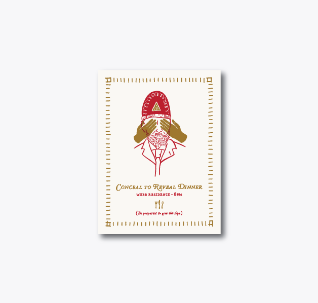 Dinner Card: Flat card, 4.125x5.5in, Savoy Natural White 184DTC, 2/0