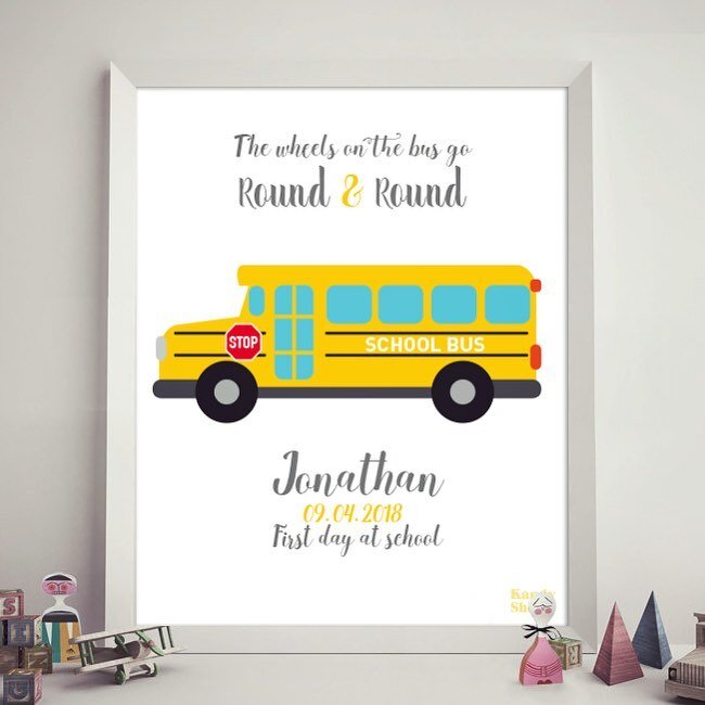 Happy First day of school for all the #newbies Commemorate the day with a custom school bus now in #thekandyshop #transport #schoolbus #firstdayofschool #kidsroomdecor #bespokeartwork #art #prints #etsysellersofinstagram #etsyshop