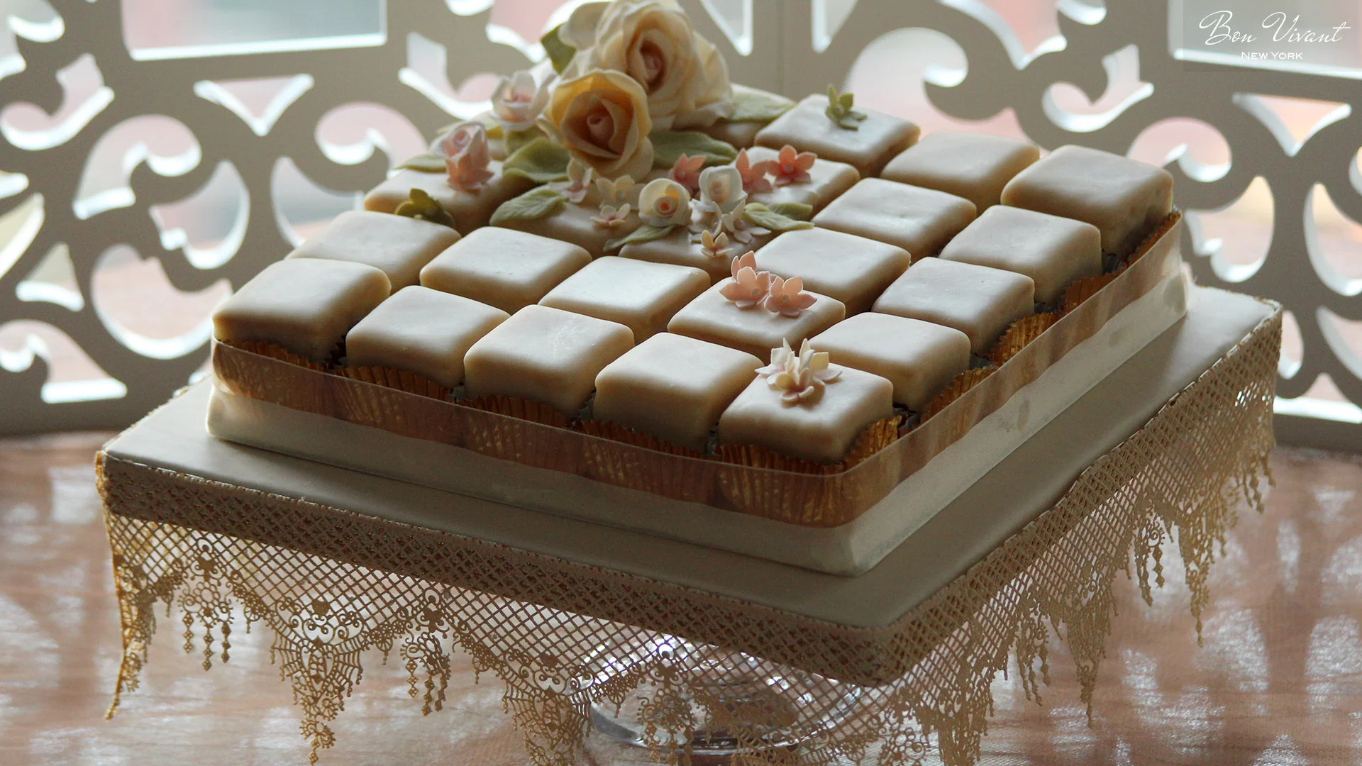 Ivory & Rose Wedding Collection - petit cakes with sugar roses and flowers