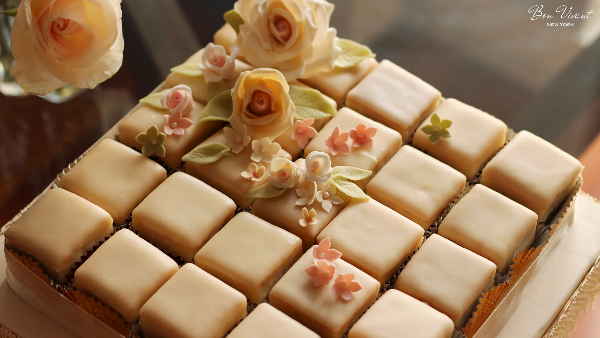 Ivory & Rose Wedding Collection - petit cakes with sugar rose and flowers