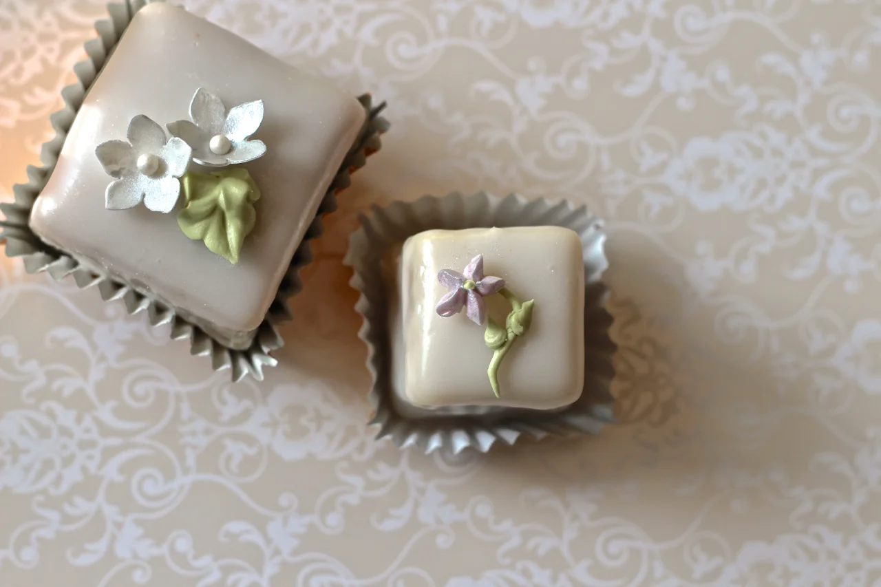 Left: Bon Vivant Petit Cake Right: Bon Vivant Demitasse Petit Four