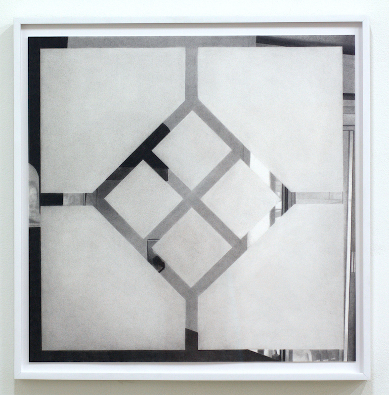  Tilted Crossbuck, 2015  graphite on paper  25 1/2" x 25" framed    