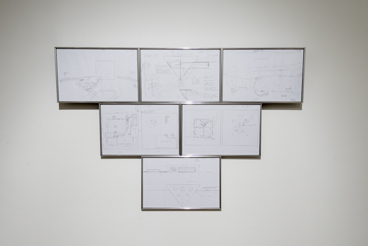  Plans for the House on River Road (Edward Murray), 2014  pencil on paper, 6 panels  36" x 54" 