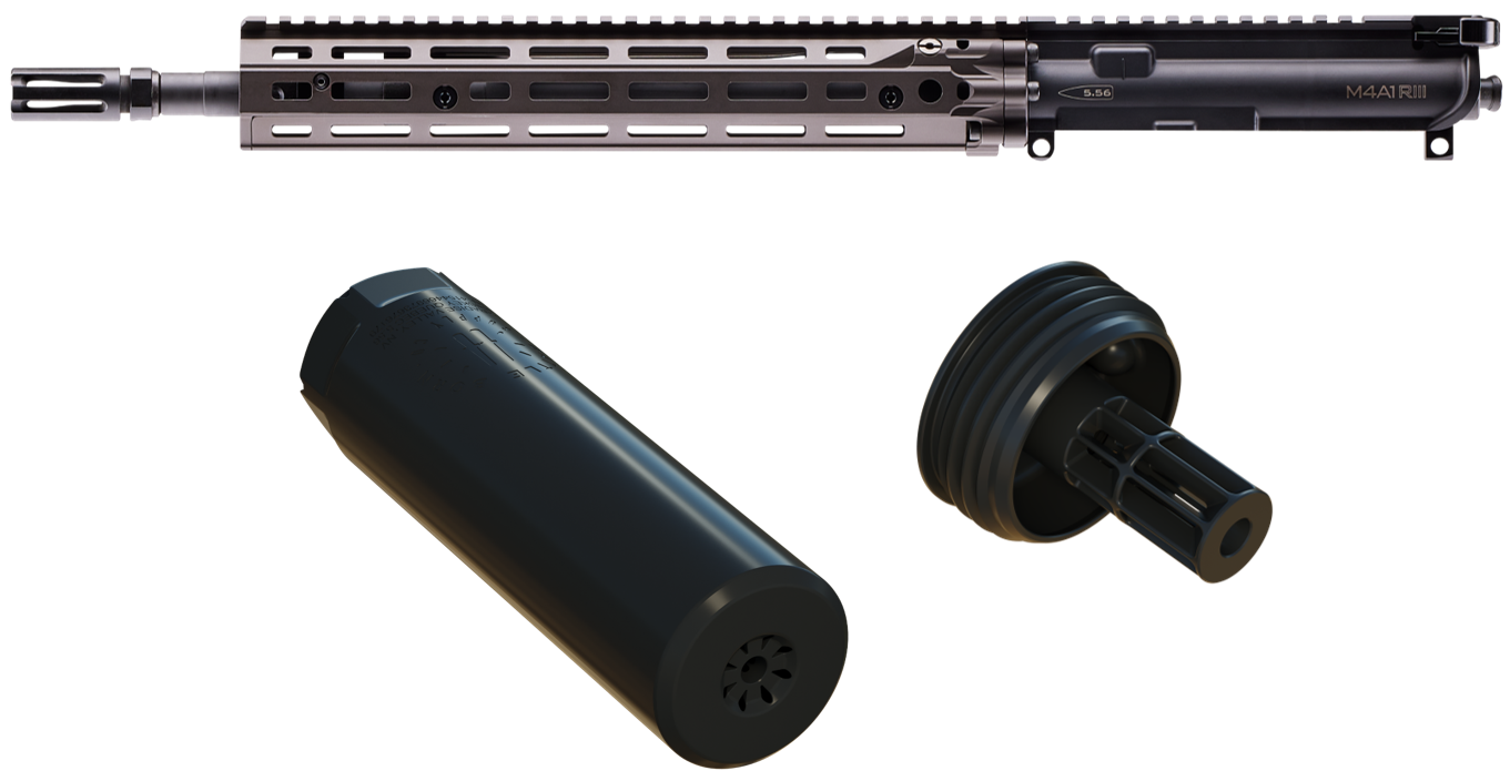 SSS.6.207 - Battle Born Supply Co. Whiskey Quebec 5.56 Purged and the M4A1 Mid-Gas 5.56x45mm 14.5-in Barrel Automatic AR15 Rifle