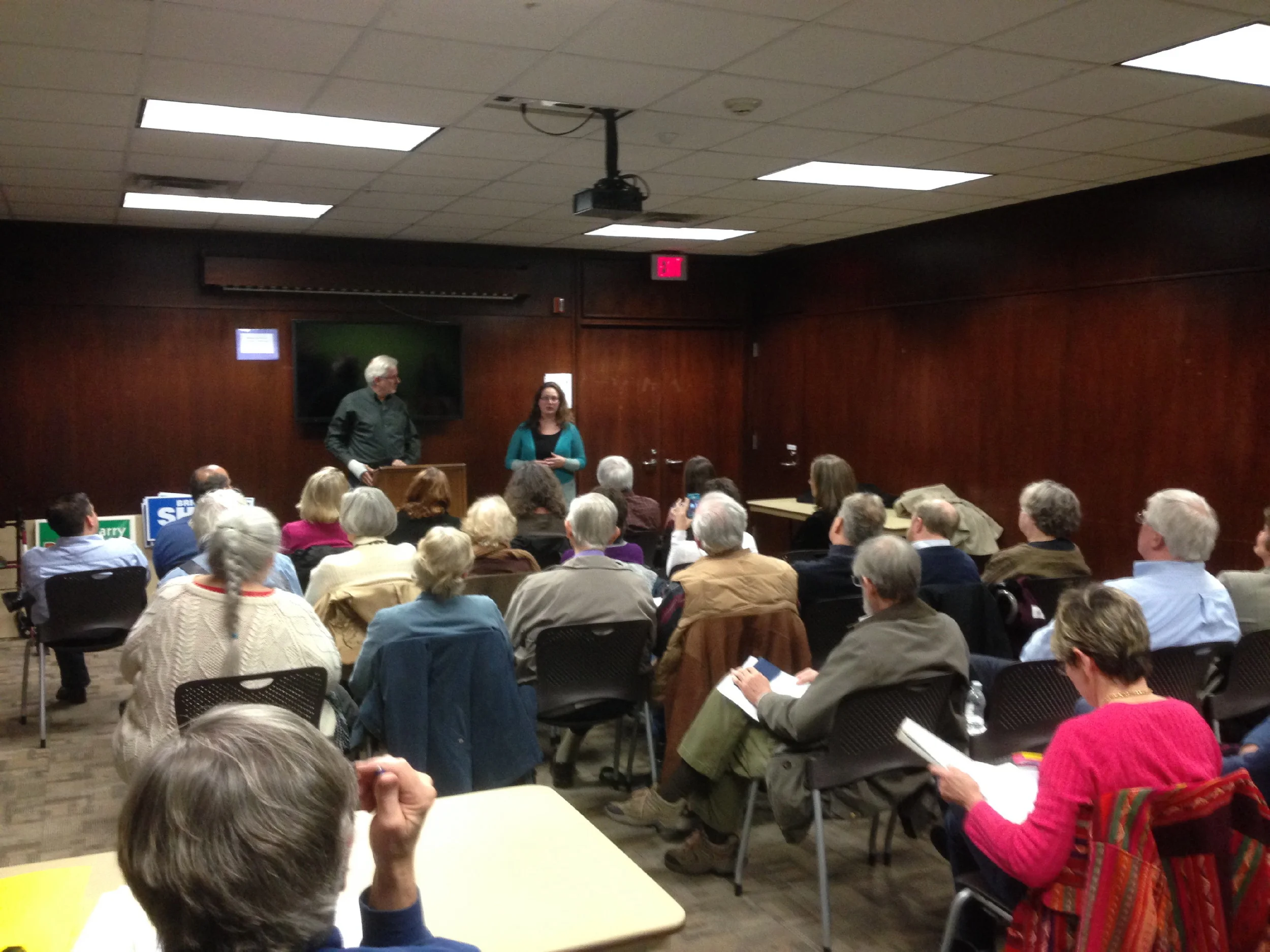 We used all the chairs at Howson Library; presentations by candidates, committee reports on candidates, vote for candidates.