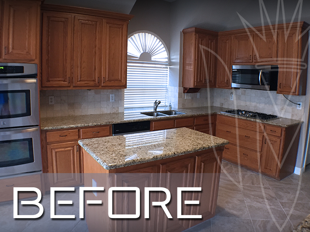 Builder Grade Oak Cabinets Before 