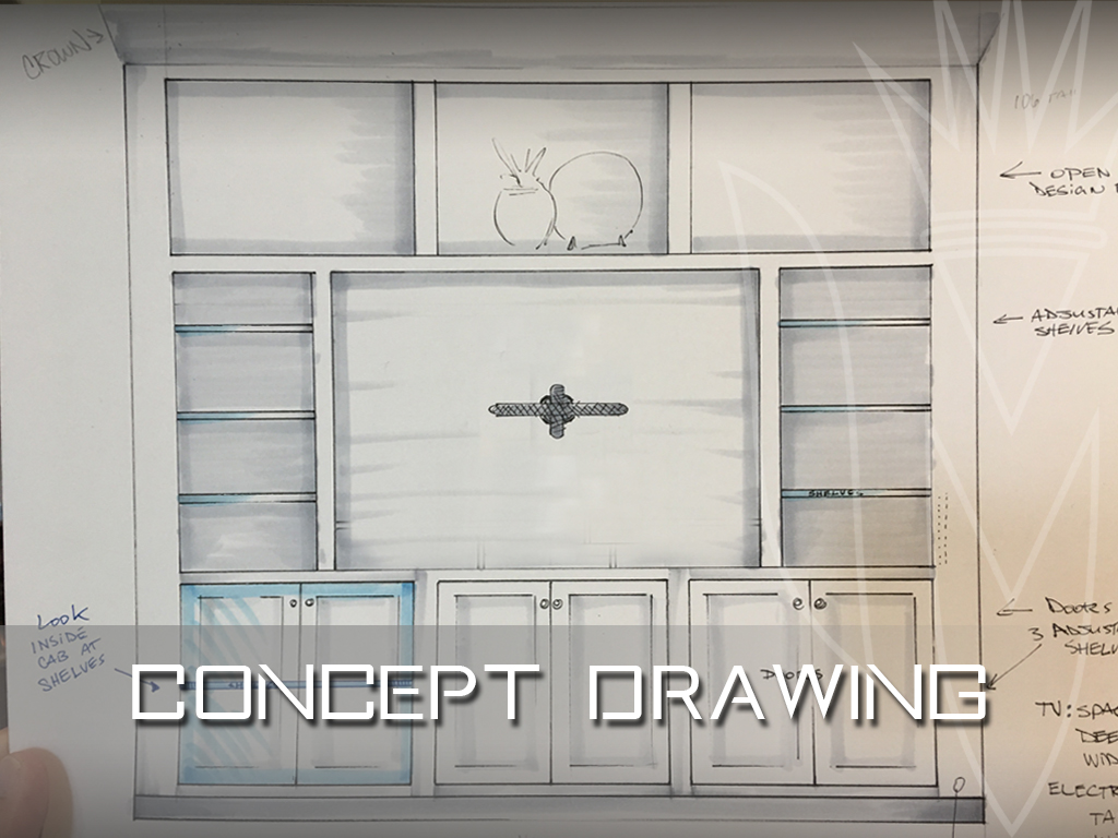 Concept Drawing for TV Cabinet Built in