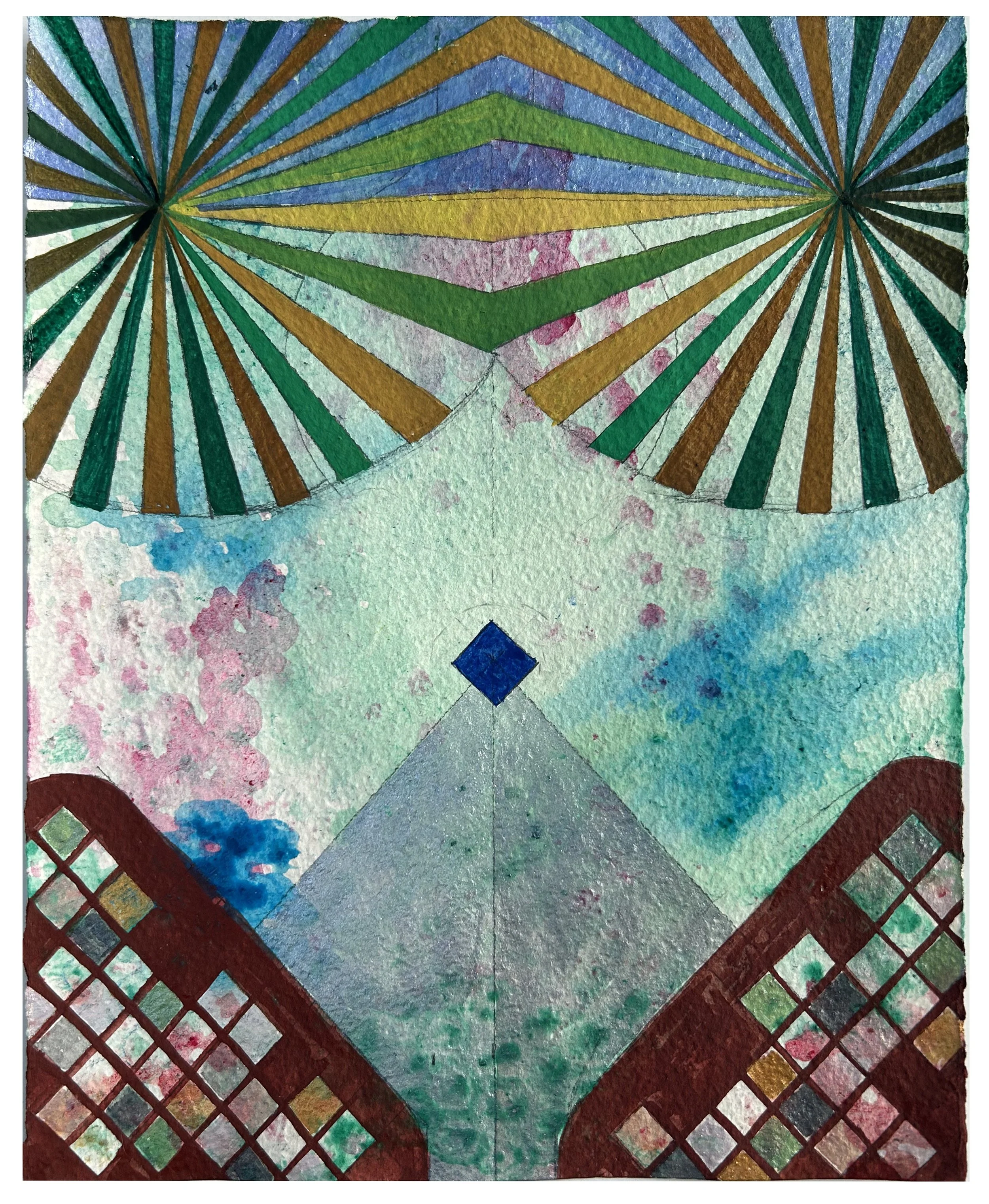    Amachi 14  , 2026  Egg tempera and watercolor on paper  9 ½ x 7 ½ inches 