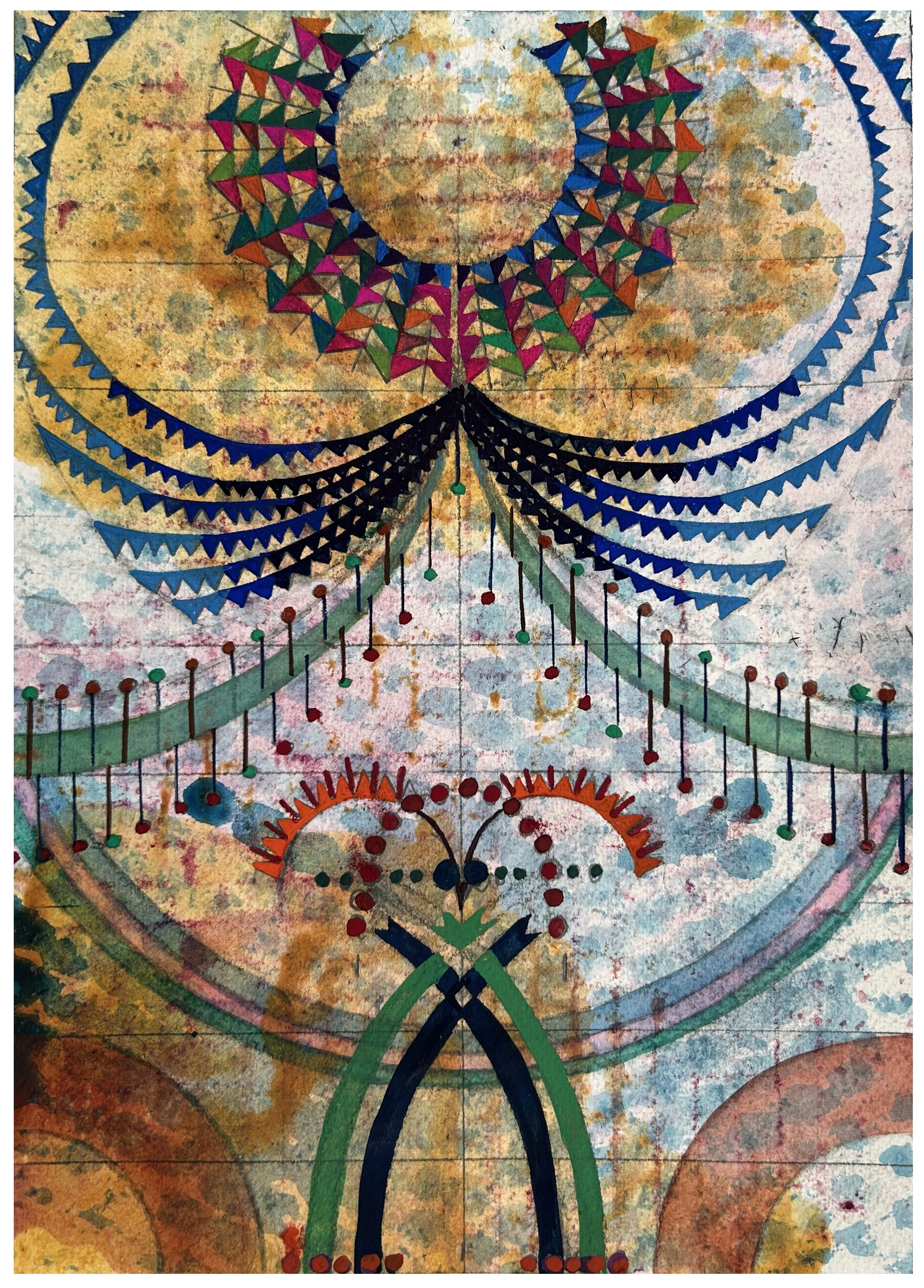    Amachi 13  , 2025  Egg tempera and gouache on paper  10 ¼ x 7 1/8 inches 