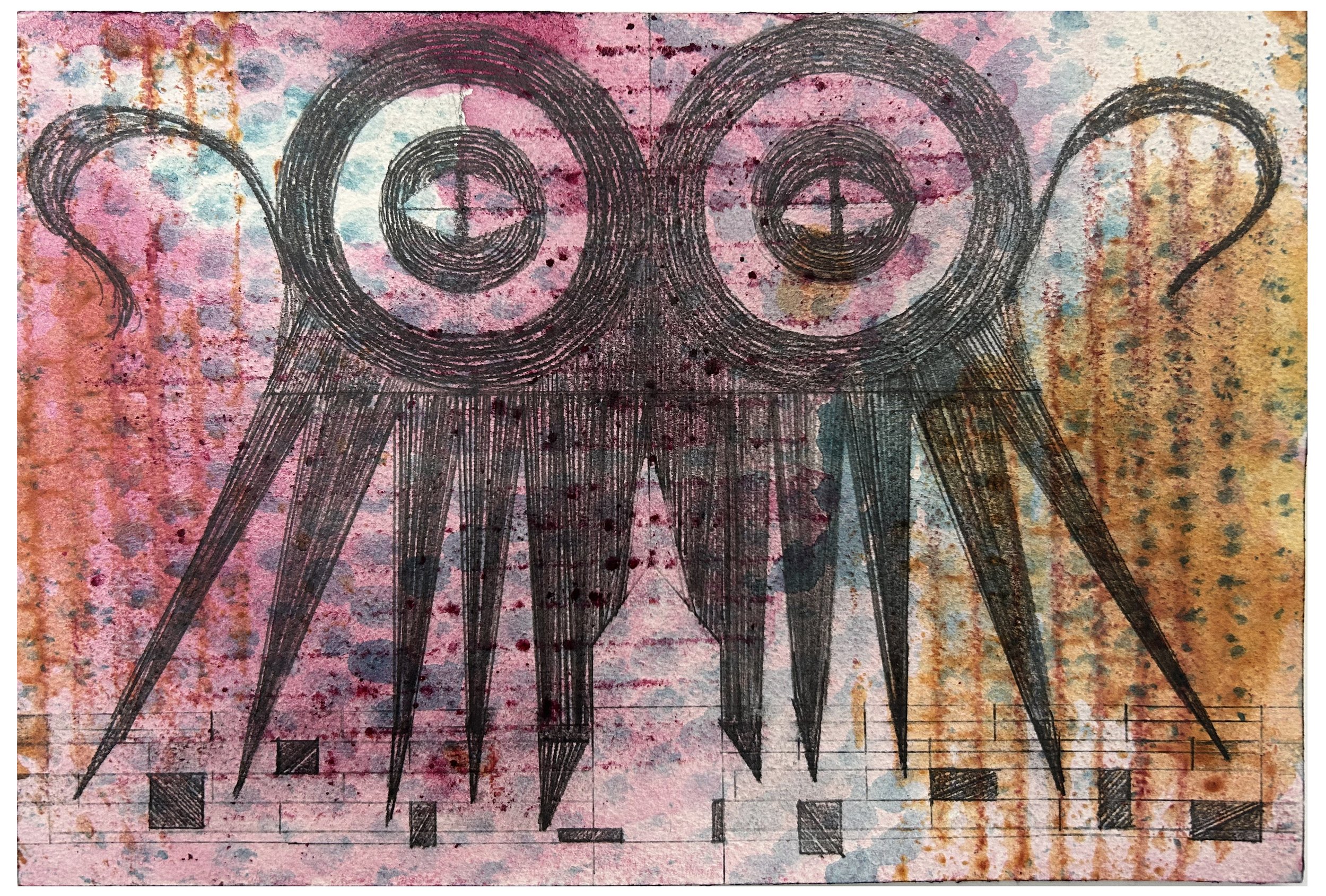    Amachi 10  , 2025  Graphite and egg tempera on paper  7 1/8 × 10 ¼ inches 