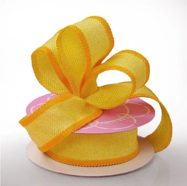 yellow side stitch burlap ribbon