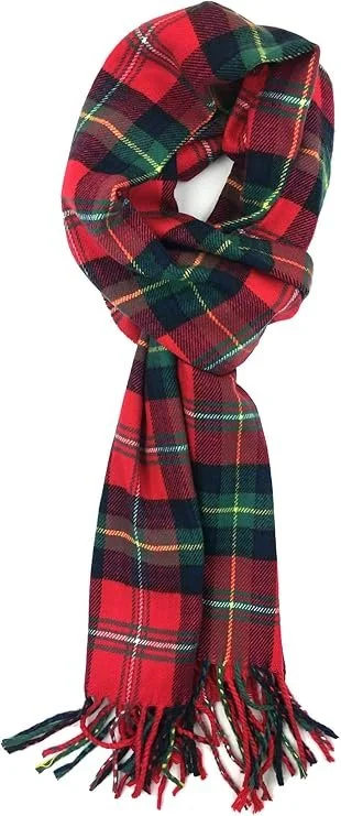 Plum Feathers Super Soft Scarf Bright Red-green Tartan Plaid