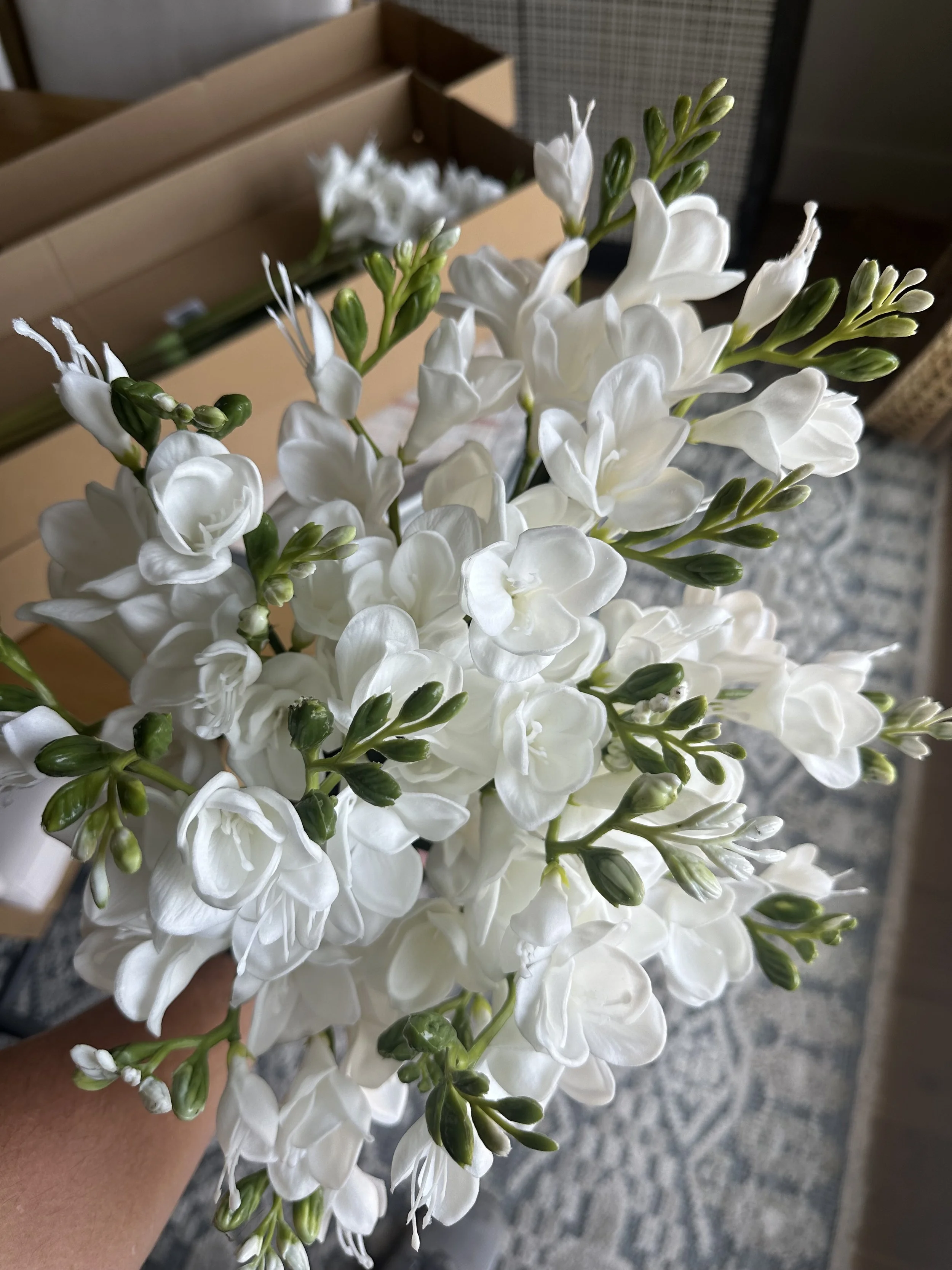 White Real Touch Freesia Stem