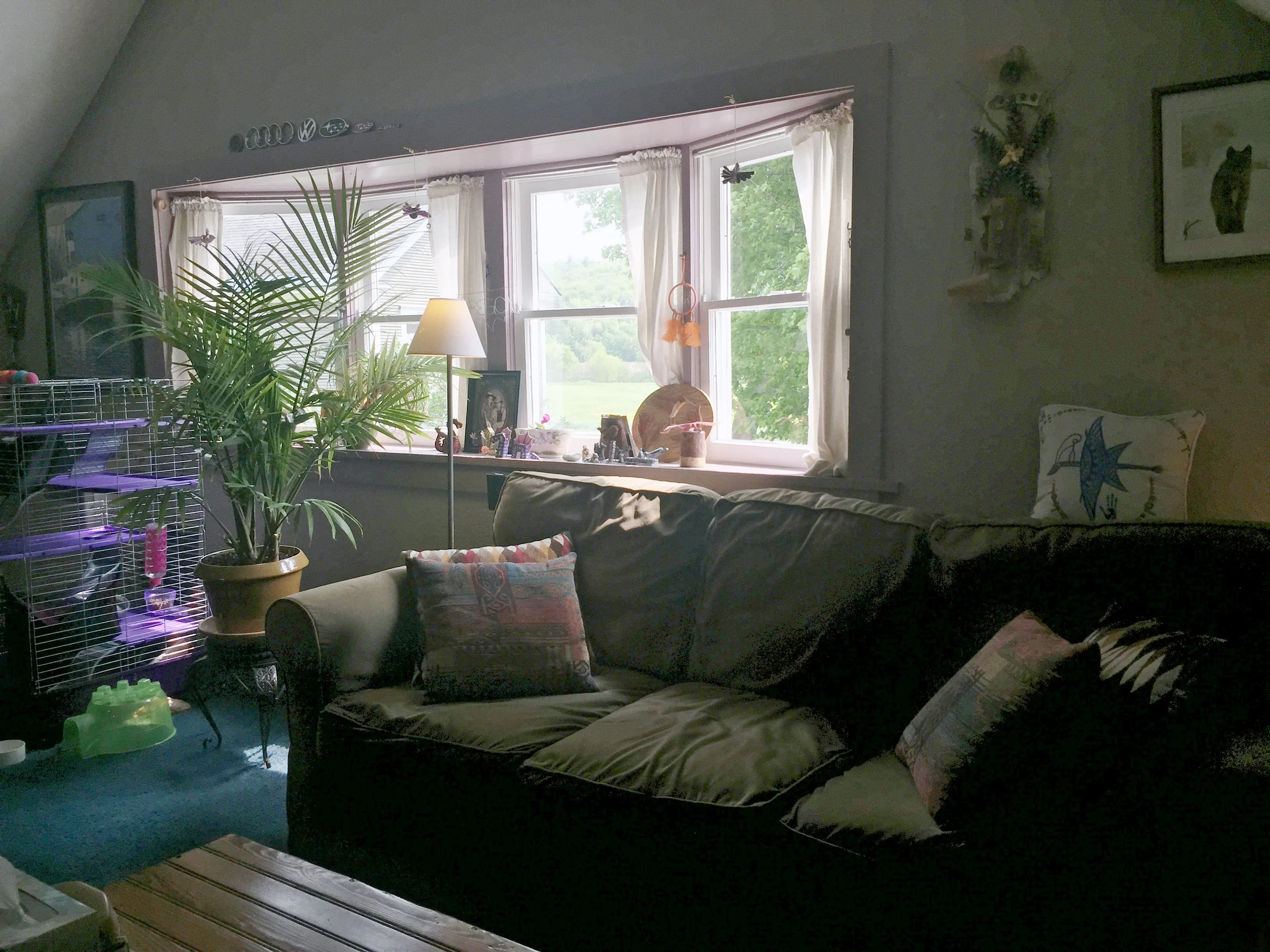 Apartment Living Room with 4 windows in a curve