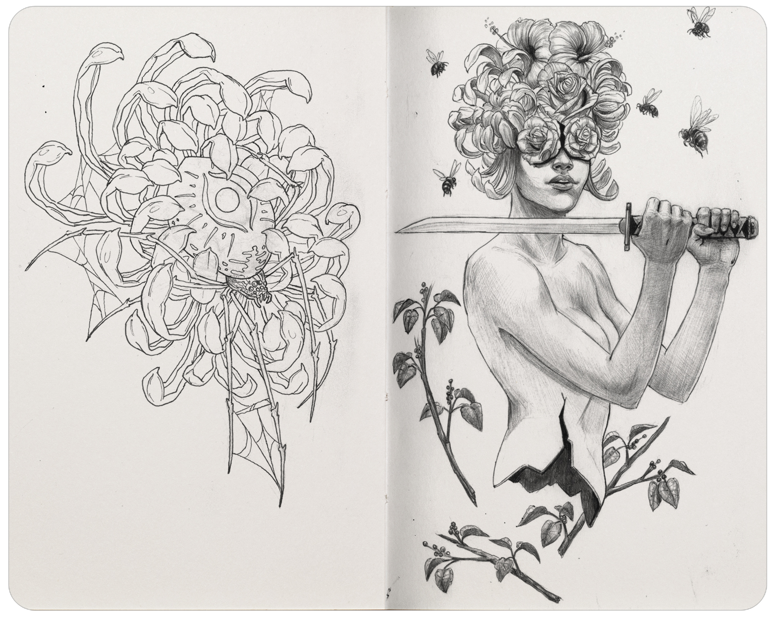 Left: Pigma Micron pen. Right: Ballpoint pen.